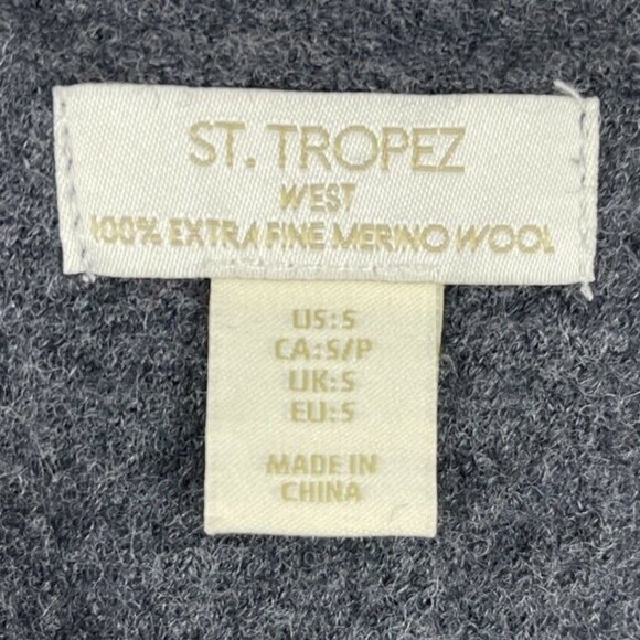 St Tropez West Gray Merino Wool Cardigan Sweater Small cozy lagenlook neutral - Picture 3 of 11